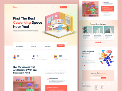 Co-working Space Website Landing Page agency landing page branding clean ui coworking coworking landing page coworking space graphic design header exploration homepage landing page landing page design landingpage office design office space online shop ui ux webdesign website workspace