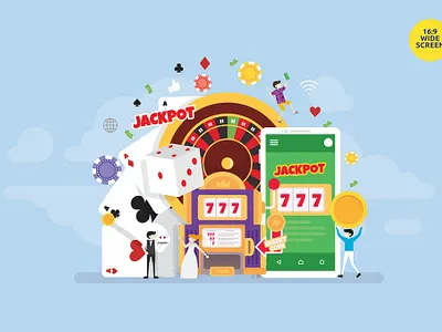 Online Gambling Casino Mobile App Vector Concept 3d animation 3d art 3d character 3d illustration app apps concept conceptual design development illustration illustrations logo page pages ui web web design web development website