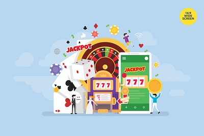 Online Gambling Casino Mobile App Vector Concept 3d animation 3d art 3d character 3d illustration app apps concept conceptual design development illustration illustrations logo page pages ui web web design web development website