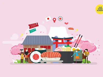 Japanese Food Vector Illustration Concept 3d animation 3d art 3d character 3d illustration app concept design illustration landing landing page logo page pages ui vector web web design web development website