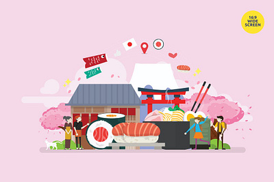 Japanese Food Vector Illustration Concept 3d animation 3d art 3d character 3d illustration app concept design illustration landing landing page logo page pages ui vector web web design web development website