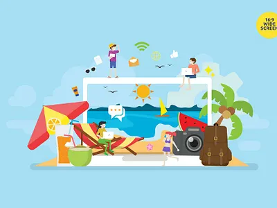 Digital Nomad Vector Illustration Concept 3d animation 3d art 3d character 3d illustration app concept design illustration landing landing page logo page pages ui ux vector web web design web development website