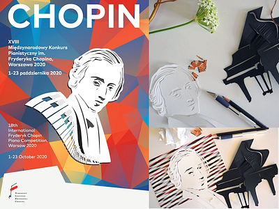 Chopin Piano Competition, Polish Poster competition graphic design illustration poster