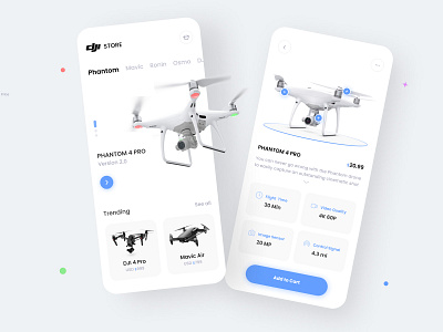 Drone Store App app app design clean concept dji drone figma minimal mobile shop shopping simple store ui ui design