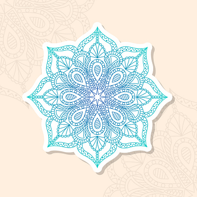 Mandala sticker coloring design line art logo sticker vector