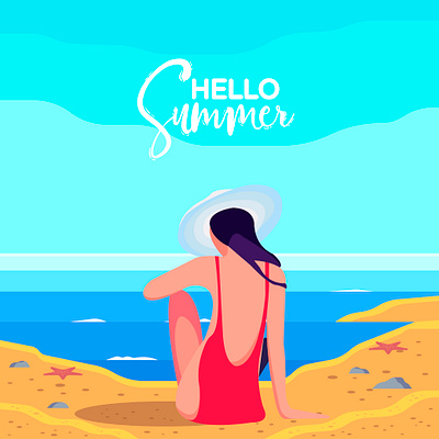 Hello Summer adobe illustrator character design graphic design graphicdesign illustration vector