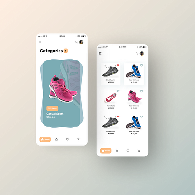 Shoe shopping application app design typography ui ux