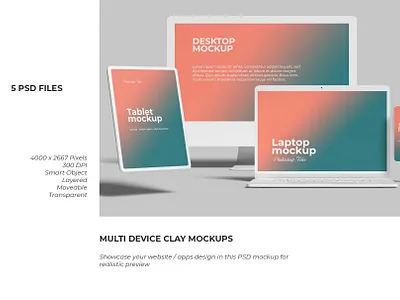 Multi Device Clay Mockups clay desktop display iphone isolated laptop macbook mobile mockup mockup design mockups monitor multidevice pc phone psd mockup screen smartphone tablet template