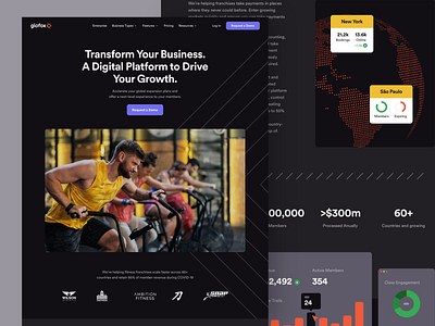 Glofox - Enterpise corporate design enterprise fitness gym interface saas system ui web