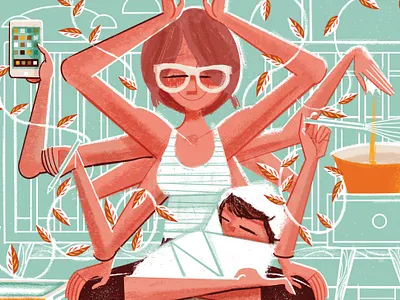 Mindfulness + Motherhood baby editorial illustration illustration midcentury mindfulness