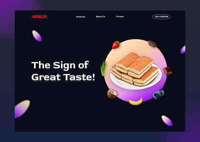 Apollo Landing Page 🍰 app design branding clean dark food gradient header hero header interface landing page minimal modern trend typography ui ui design user interface ux website website design