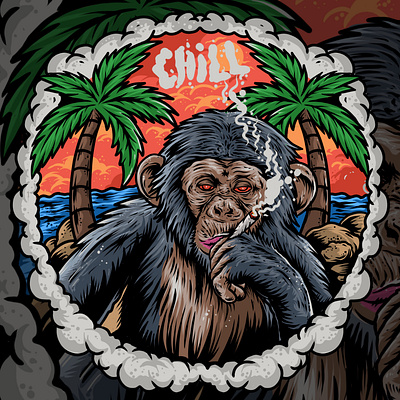 Monkey smoke weed cover artwork design graphic design illustration illustrator logo vector