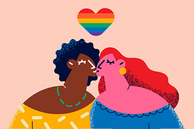 Love each other character color design girls graphic illustration lgbt love