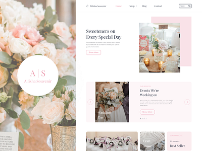 Wedding Souvenir Website - Landing Page adobexd femininewebsite figma figmadesign landingpage landingpagedesign uiux uiuxdesign webdesign weddingwebsite
