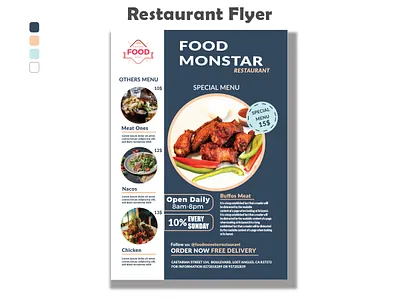 Restaurant Flyer ad advertisement branding branding identity brochure card design flyer food graphic design icon illustration menu restaurant vector
