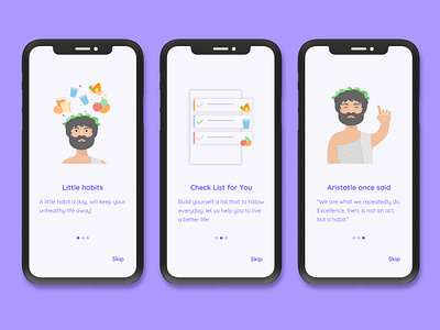 Thingsy - A habit app on-boarding page app habit illustration mobile design purple ui
