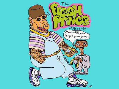 The Fresh Prince of Area 51 alf alien color drawing et fashion illustration illustrator nostalgia tv whimsical