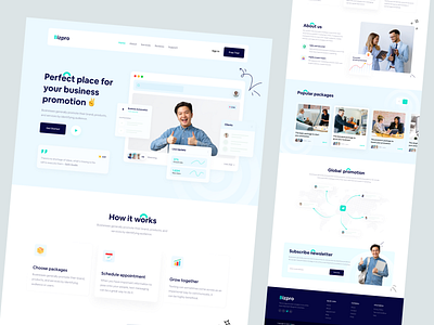 Bizpro - A Business Promotion Solution agency business company creative design digital content digital marketing enterprise figma marketing minimal promote promotion social media solution startup ui uidesign ux web