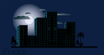 Night Building design illustration