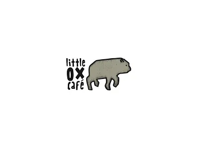 little ox cafe animal animal logos branding cafe design flat graphic design illustration logo ox oxen simple texture typography ui ux vector