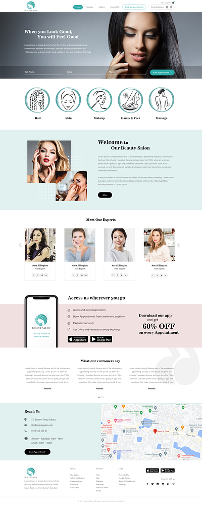 Mockup for Beauty Salon design ui