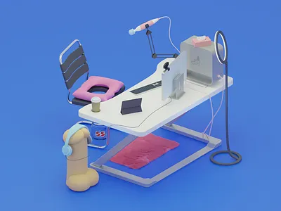 Webcam model's workplace 3d 3d design blender design graphic design illustration isometric isometry logo minimal office pc render workplace