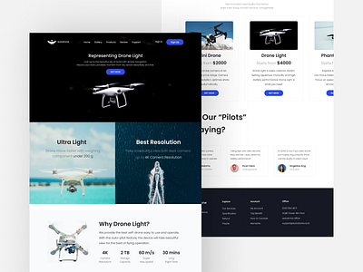 Drone Shop Website - Landing Page droneapps droneshop droneshopwebsite droneweb figma figmadesign landingpage uiux uiuxdesign webdesign