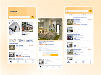 Singgahku - Helps you find a good place to stay longer boarding house homestay mobile application ui uidesign