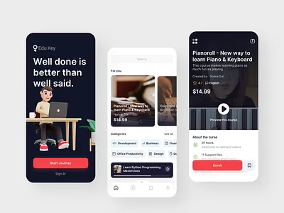 Online Course Provider 3d academy app course design education enroll icon illustration ios key logo online save