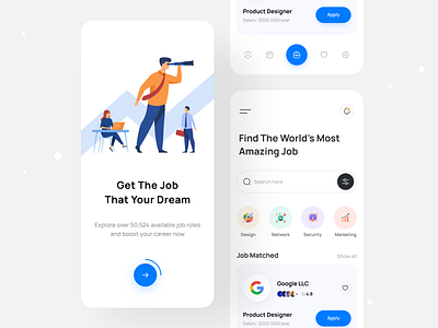 Job Finder - Mobile Design best design best ui design find dream job job app job listing job search mobile design my jobs