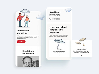 Insurance for you and me app branding design health human illustration insurance landingpage mobile money nordic procreate ui web website woman