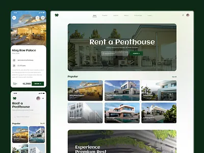 Penthouse Booking Agency app book booking branding clean design house logo rent travel ui uiux ux web website