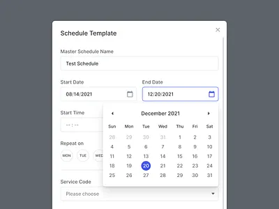 π§© Schedule Modal animation calendar clean ui date design system modal modal box motion graphics mp4 overlay popup repeat schedule save schedule template thread ui ux visual system