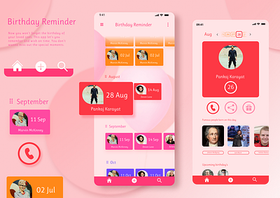Birthday Reminder App Interface app appdesign behance dailyui design figma graphic design typography ui uidesigner uitrends uiux uiuxdesign user userexperience userinterface ux uxdesigner webdesign