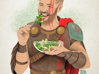 Thor Eating A Salad adobe illustrator comics commission fanart illustration illustrator marvel portrait salad vector vector art vector illustration