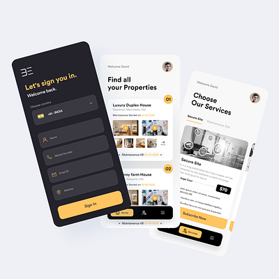 Property Maintenance app branding mobile ui ui ux