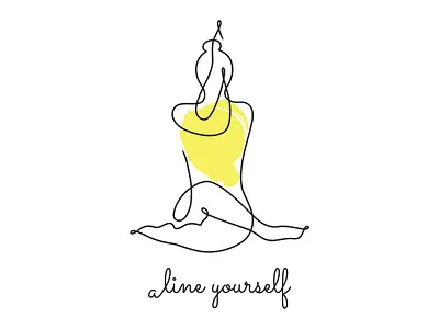 aLine Yourself continuous line feminine girl illustration line art minimal one line simple t shirt design vector woman yoga yoga girl yoga pose