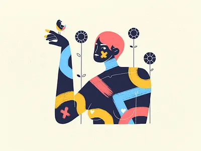 bird bird character design flat girl illustration procreate