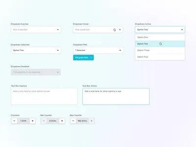 Inputs active blur controls design system disabled dropdown form gradient input inputs text area ui ux
