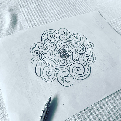 Lowercase "a" flourished flourishes lettering sketch