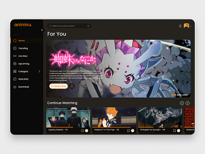 Anime Streaming Platform | Design Exploration anime dark mode netflix streaming streaming app ui ux web app website youtube