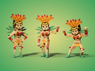 Carnival Parade Queen 3d 3d art asset avatar blockchain design game art game asset gamedesign illustration minecraft nft nfts sand sandbox tsb voxel