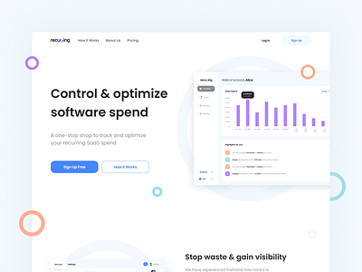 SaaS spend tracker landing page design header hero landing landing page landingpage saas tracker ui uidesign ux ui uxui website