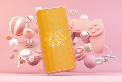 Mobile Pink Videogame Mockup abstract clean device display laptop mac macbook mockup phone phone mockup presentation realistic simple smartphone theme ui ux web webpage website