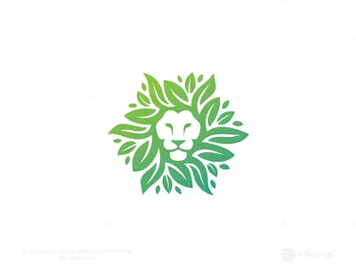 Lion Leaf Logo (for Sale) animal logo branding design graphic design icon illustration leaf logo lion logo logo logodesign logoforsale logotype morden natural logo premade logo ready made logo symbol unused logo vector