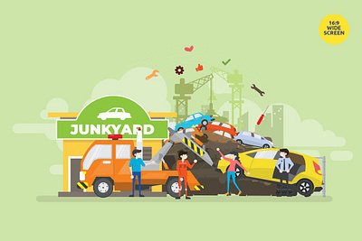 Junkyard Recycle Vector Concept Illustration 3d animation 3d art 3d character 3d illustration app concept design illustration illustrations landing landing page logo page pages ui ux vector web design web development website