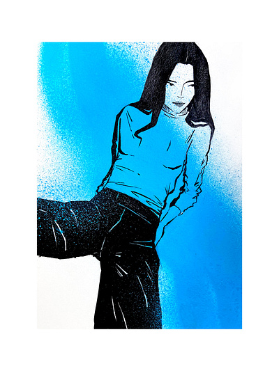 girl illustration acrylic asian girl blue fashion fashion illustration girl illustration illustration