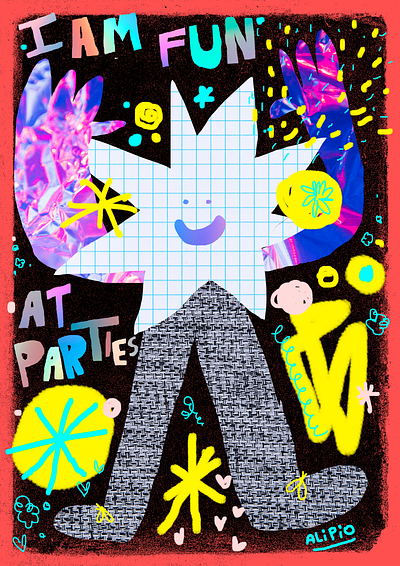 i am fun at parties collage digital art digital collage digital illustration doddle art doodle doodle artist doodleart emotions illustration illustration art