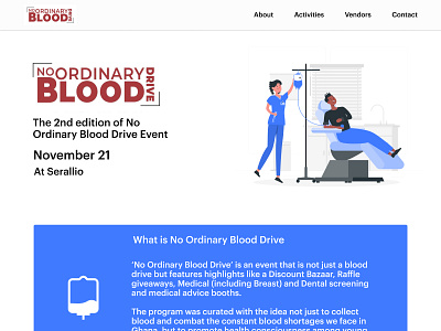 No Ordinary Blood Drive Website ghana ui ux web design website