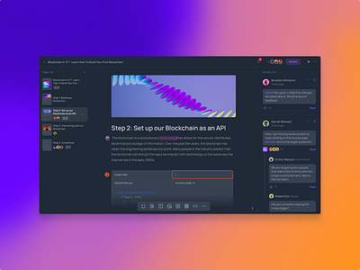 ELearning Creation Tool • Dark authoring bitcoin btc clean course crypto dark design elearning eth ethereum interface product saas theme tool training ui